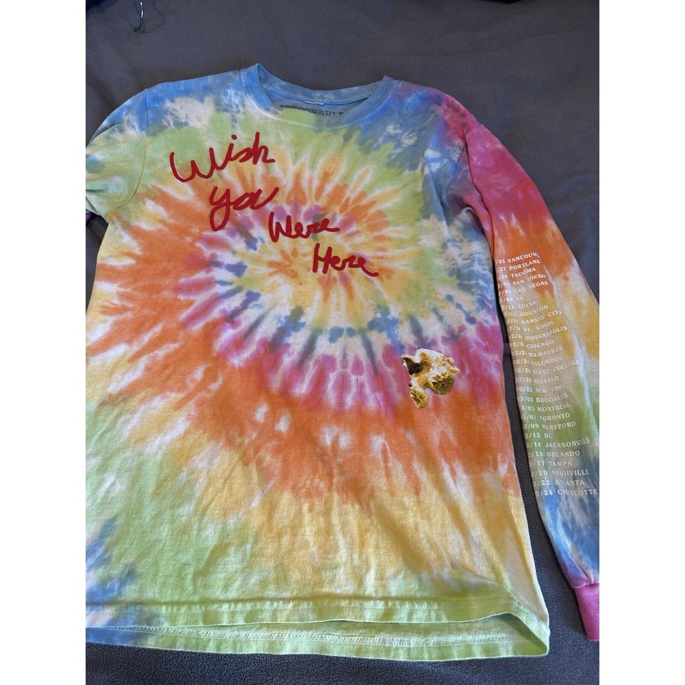 Travis Scott Sz: S AstroWorld Tour Wish You Were Here Tie Dye Long Sleeve Shirt